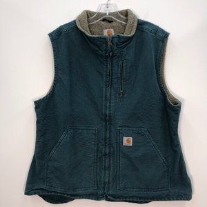 Carhartt For Women Green Cotton Faux Fur Vest